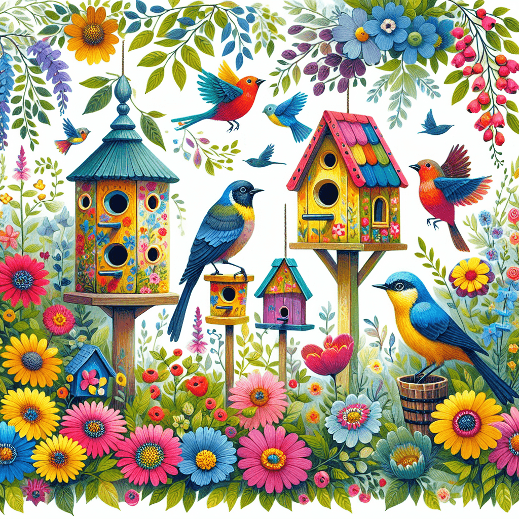 Charming Birdhouse Garden Paint By Number
