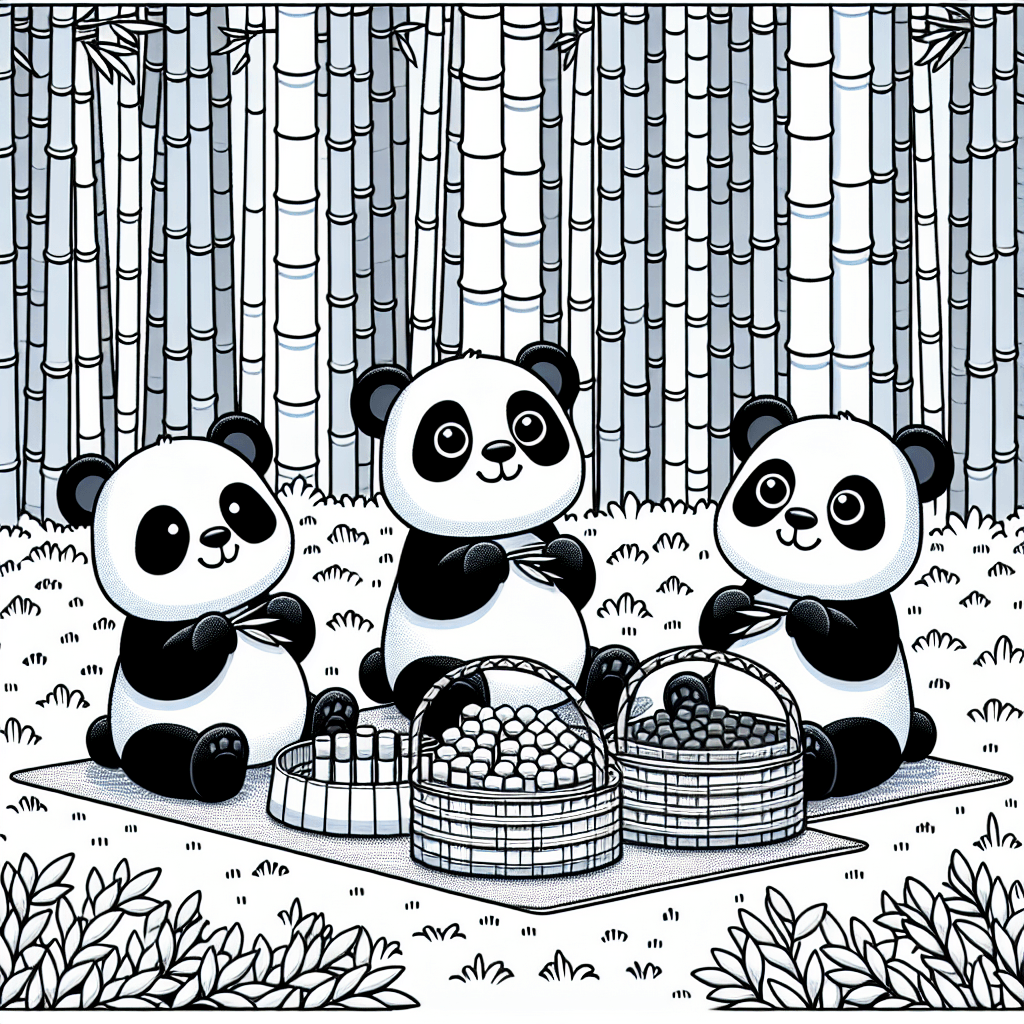 Panda's Bamboo Picnic Paint By Number