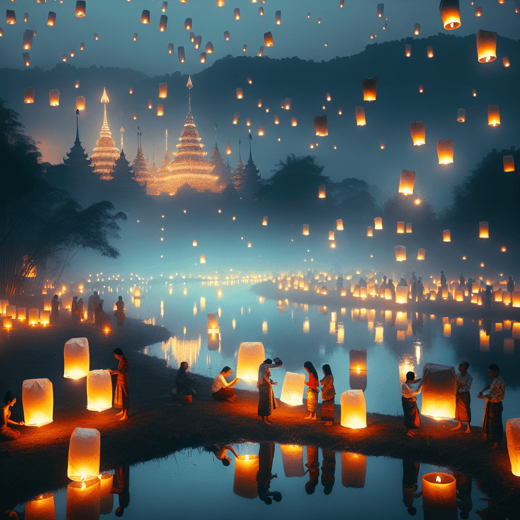 Yee Peng Lantern Festival - Chiang Mai, Thailand Paint By Number