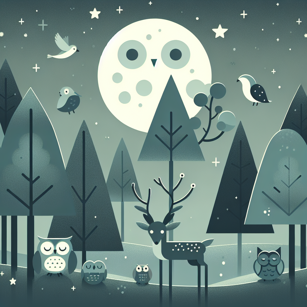 Serene Moonlit Forest Painting Number Kit