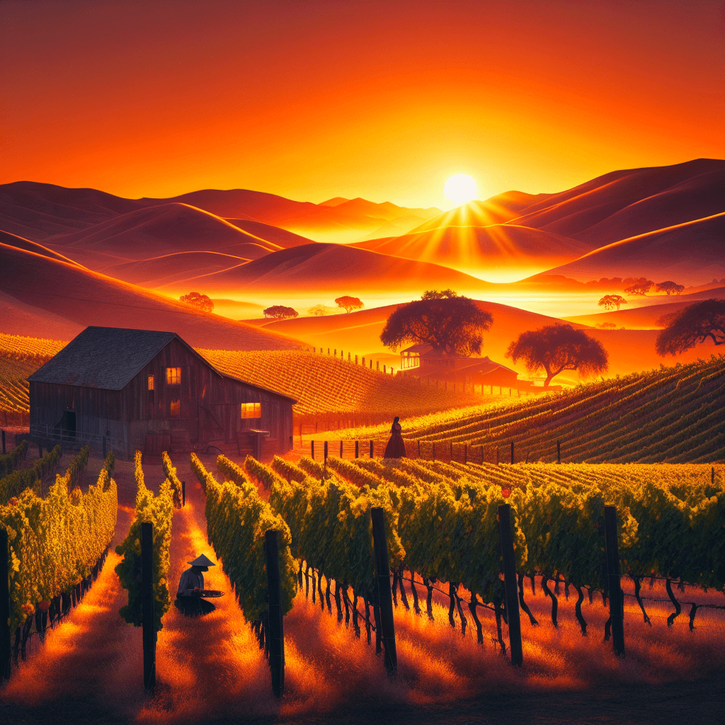 Rustic Vineyard Sunset Number Painting