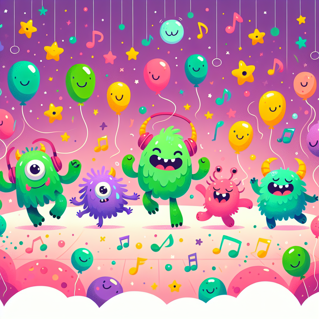 Silly Monster Dance Party DIY Paint By Numbers