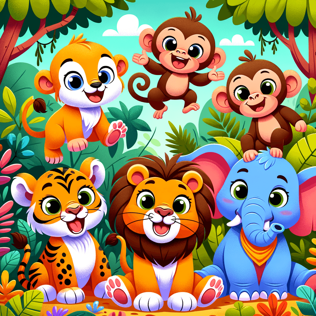 Cute Baby Jungle Animals Paint By Color