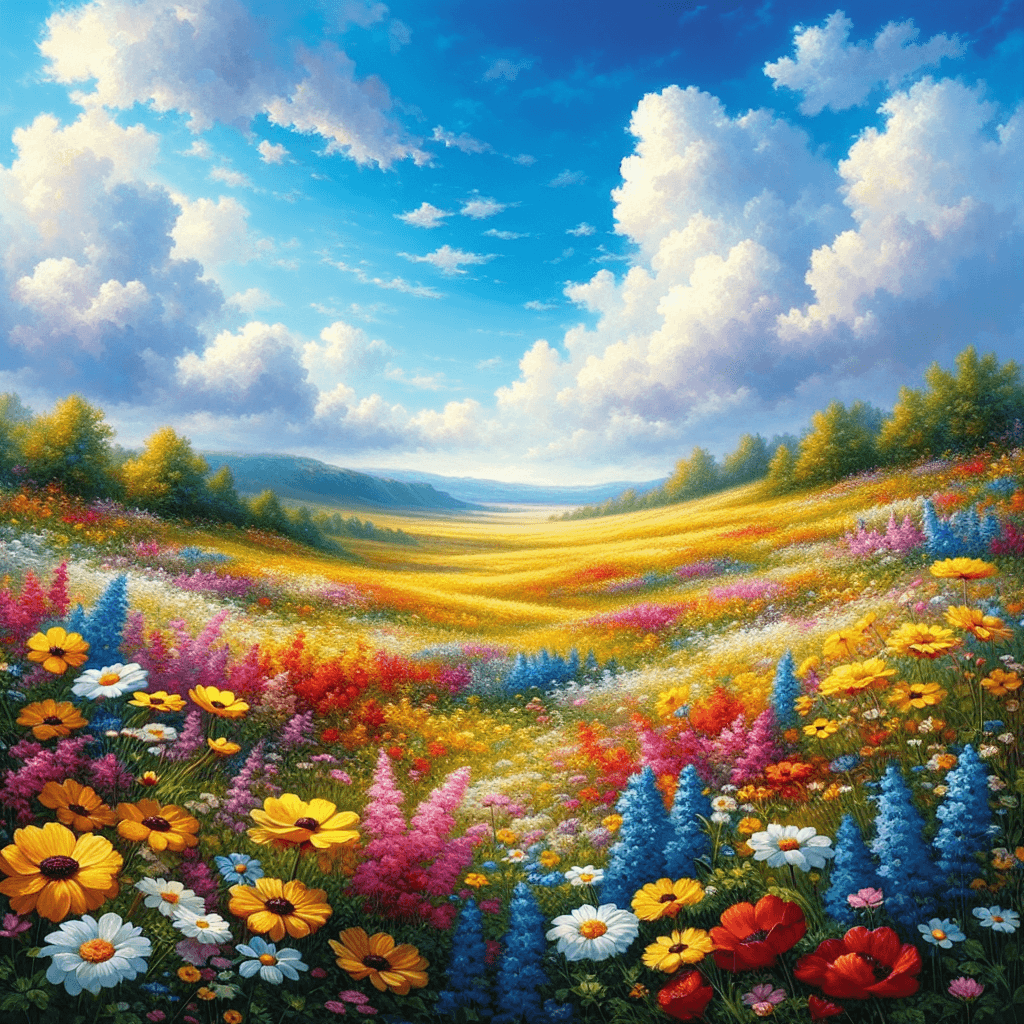 Vibrant Summer Meadow Paint By Color