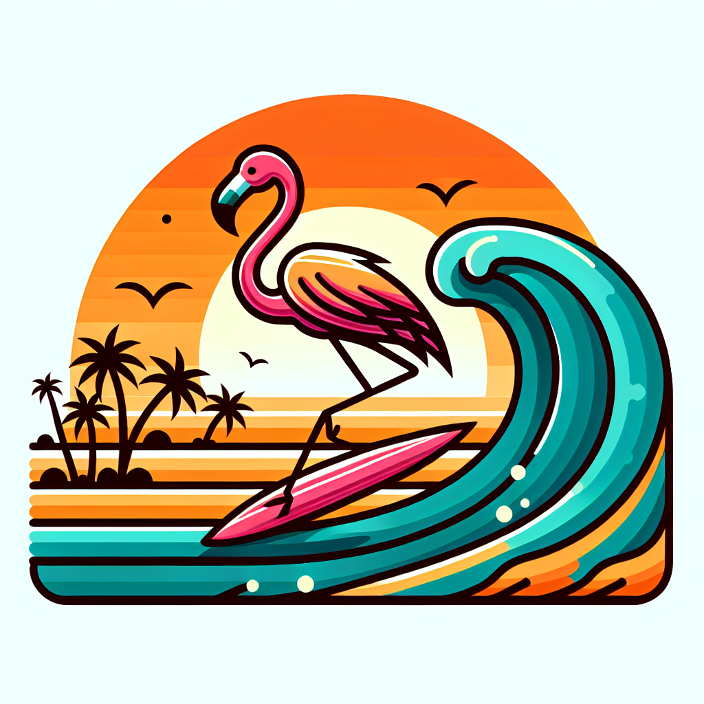 Sunset Surfer Flamingo Paint By Color