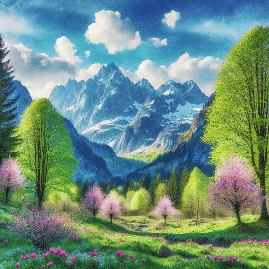 Mountain Spring Renewal Paint By Numbers Art