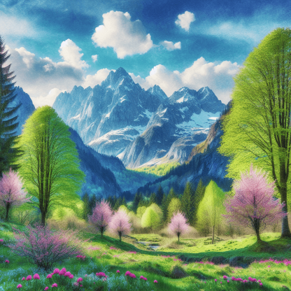 Mountain Spring Renewal Paint By Numbers Art