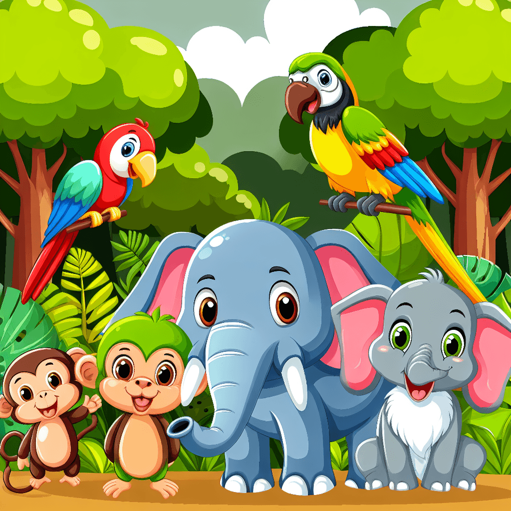 Friendly Jungle Creatures Paint By Numbers Art