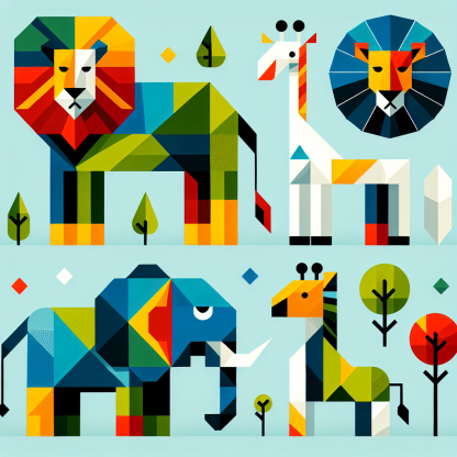 Colorful Geometric Animals Numbered Painting Kits