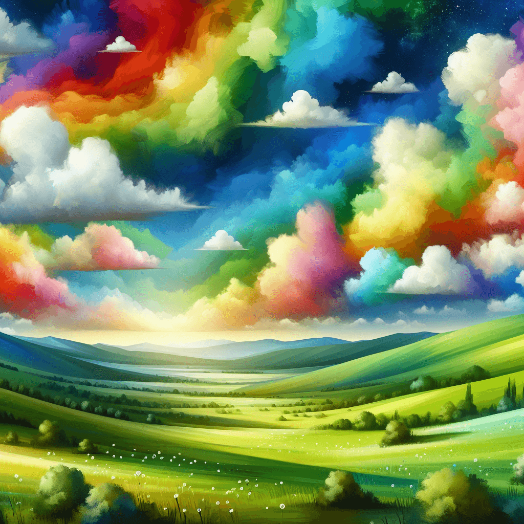 Dreamy Rainbow Sky Number Painting