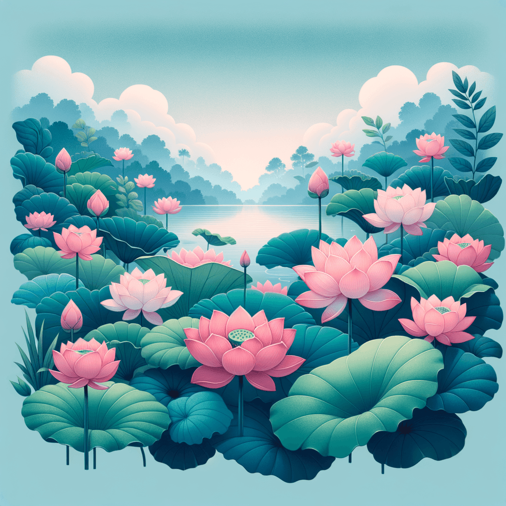 Blossoming Lotus Pond Number Painting