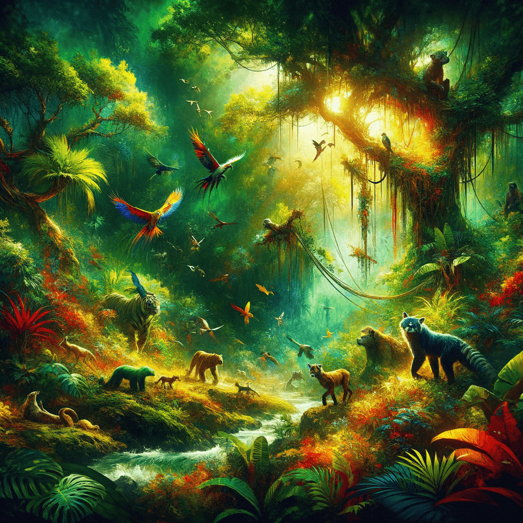 Energetic Jungle Scene Paint By Numbers Kits