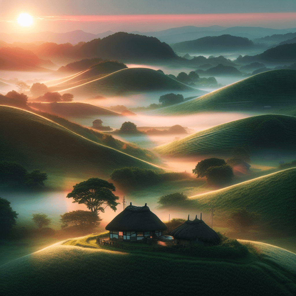 Serene Countryside Morning Numbered Painting Kits