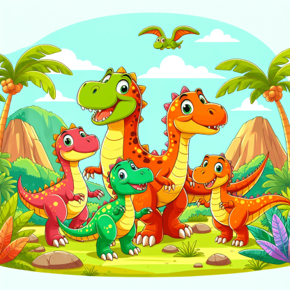 Joyful Dinosaur Family Paint By Color