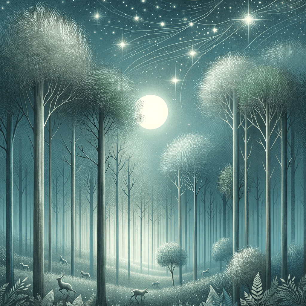 Dreamy Nighttime Forest Painting Number Kit