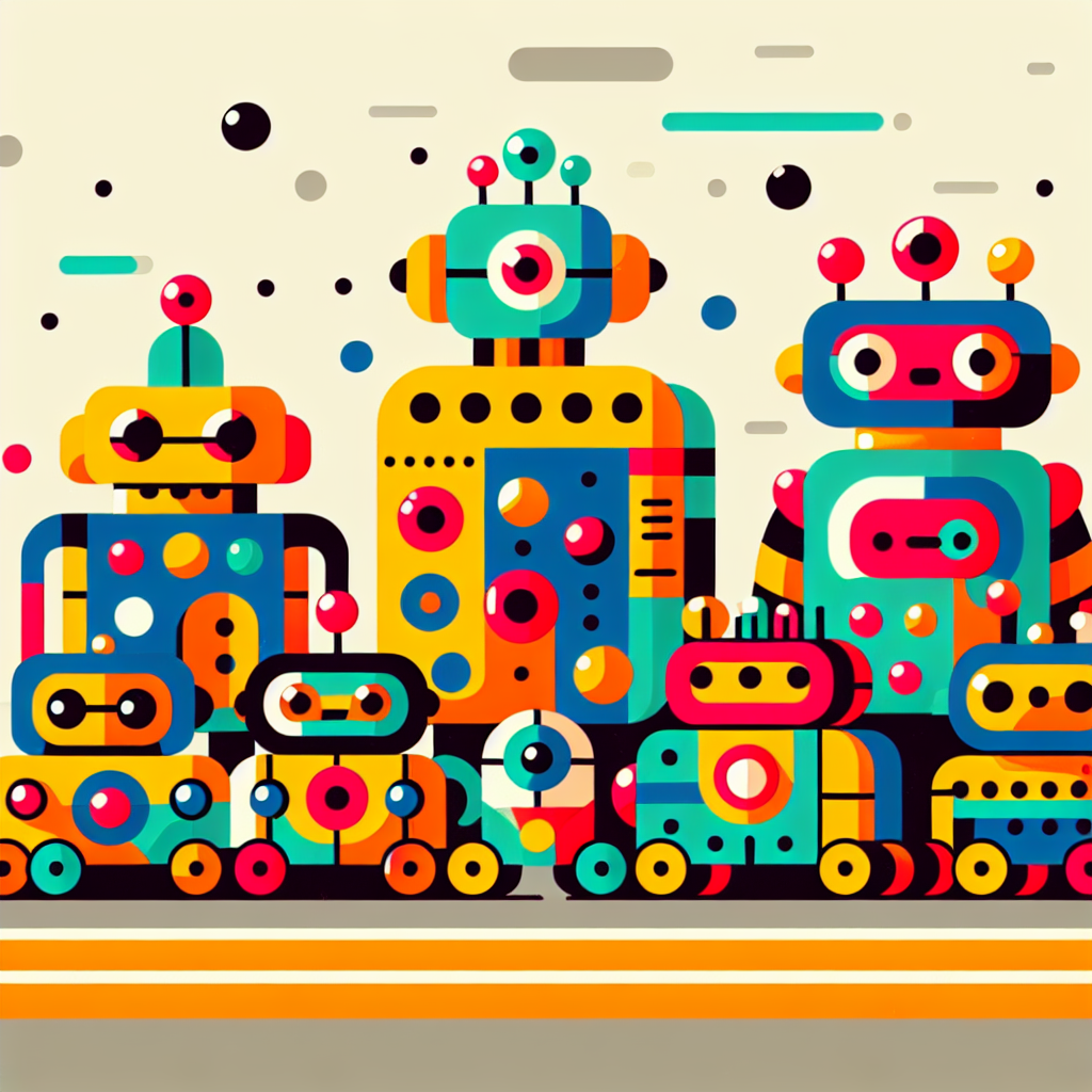 Quirky Robot Parade Paint By Numbers Art