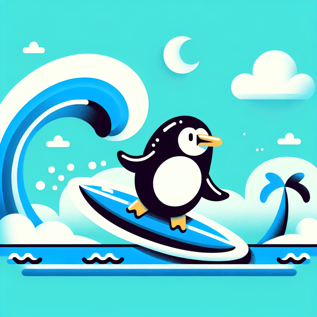 Surfing Penguin Beach Day Painting Number Kit