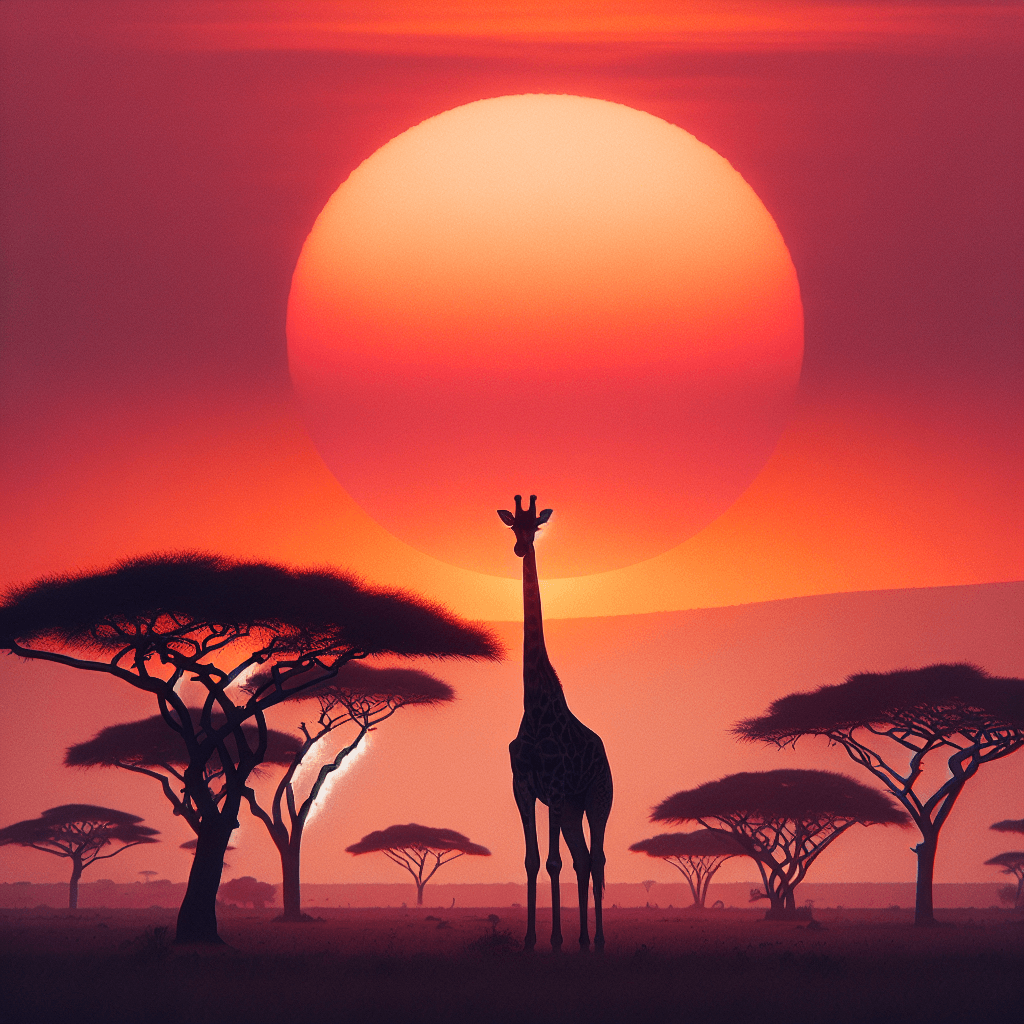Giraffe's Sunset Silhouette Paint By Numbers