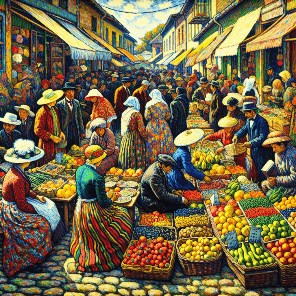 Colorful Village Market Numbered Painting Kits