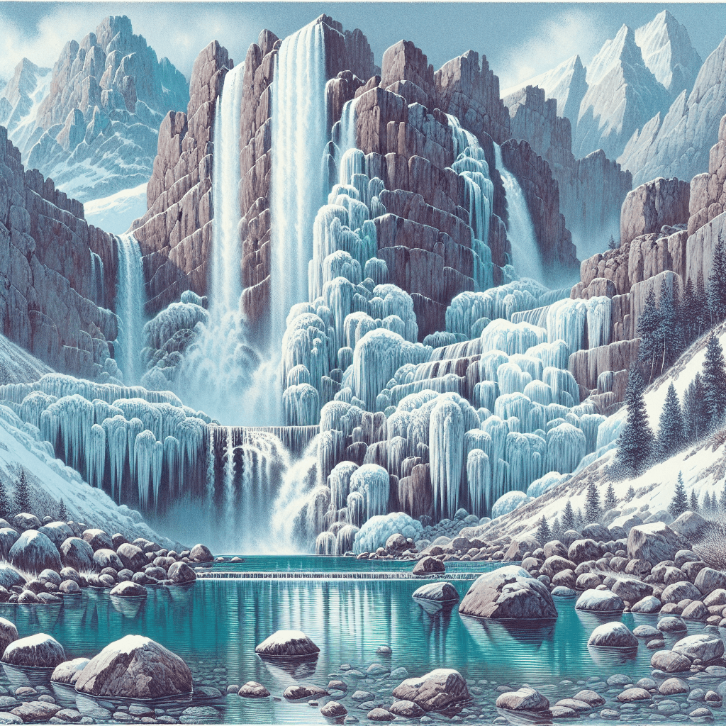 Cascading Mountain Falls Number Painting