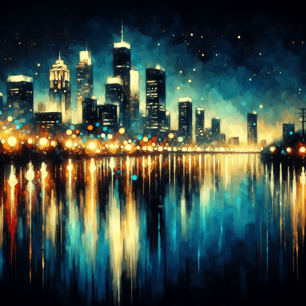 Glistening City Reflection Numbered Painting Kits