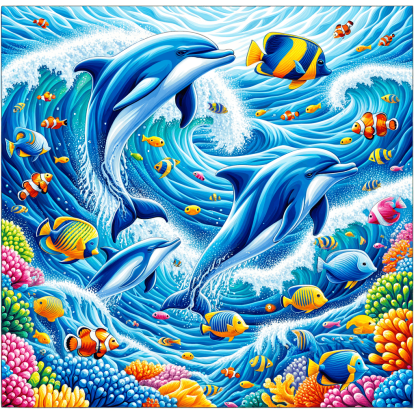 Frolicking Dolphins Paint By Numbers