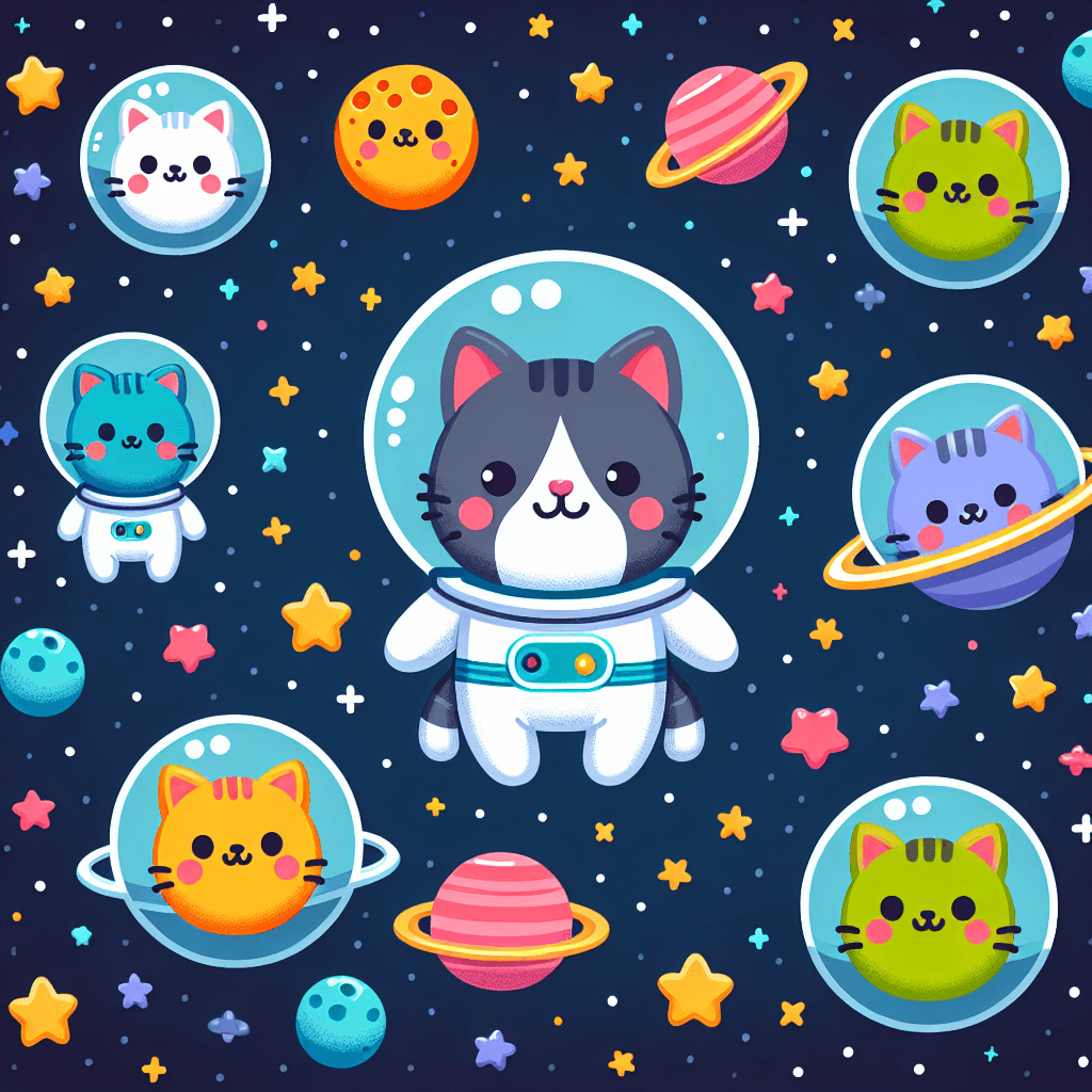 Curious Space Kittens Number Painting