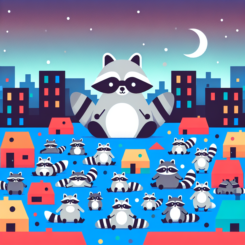 Rooftop Raccoon Rendezvous Paint By Numbers Art