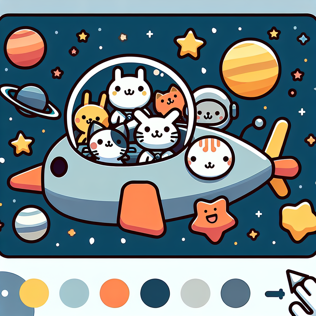 Furry Friends In Space Paint By Numbers