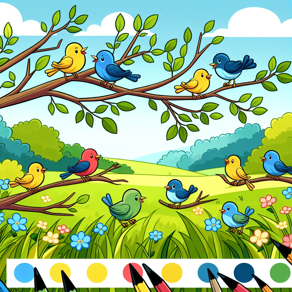 Chirpy Songbird Meadow Numbered Painting Kits