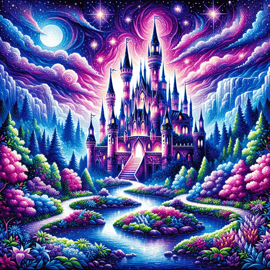 Enchanting Castle At Dusk Painting By Numbers Kit