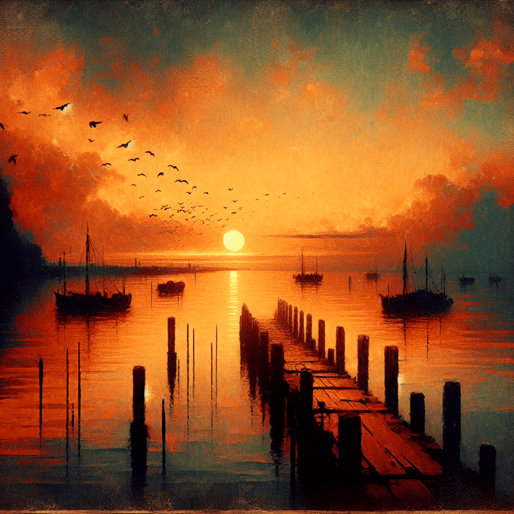 Romantic Sunset Pier Number Painting