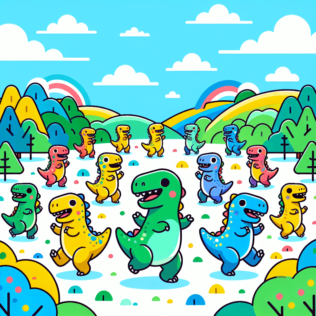 Dancing Dinosaurs In The Valley Painting Number Kit