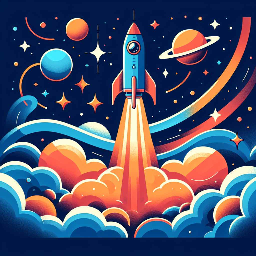 Space Rocket Blast-Off Number Painting
