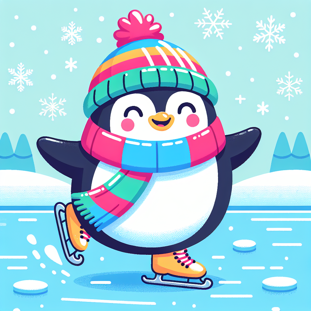 Joyful Skating Penguin Painting Number Kit