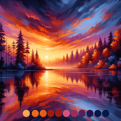 Sunset Over Lake Reflection Paint By Numbers