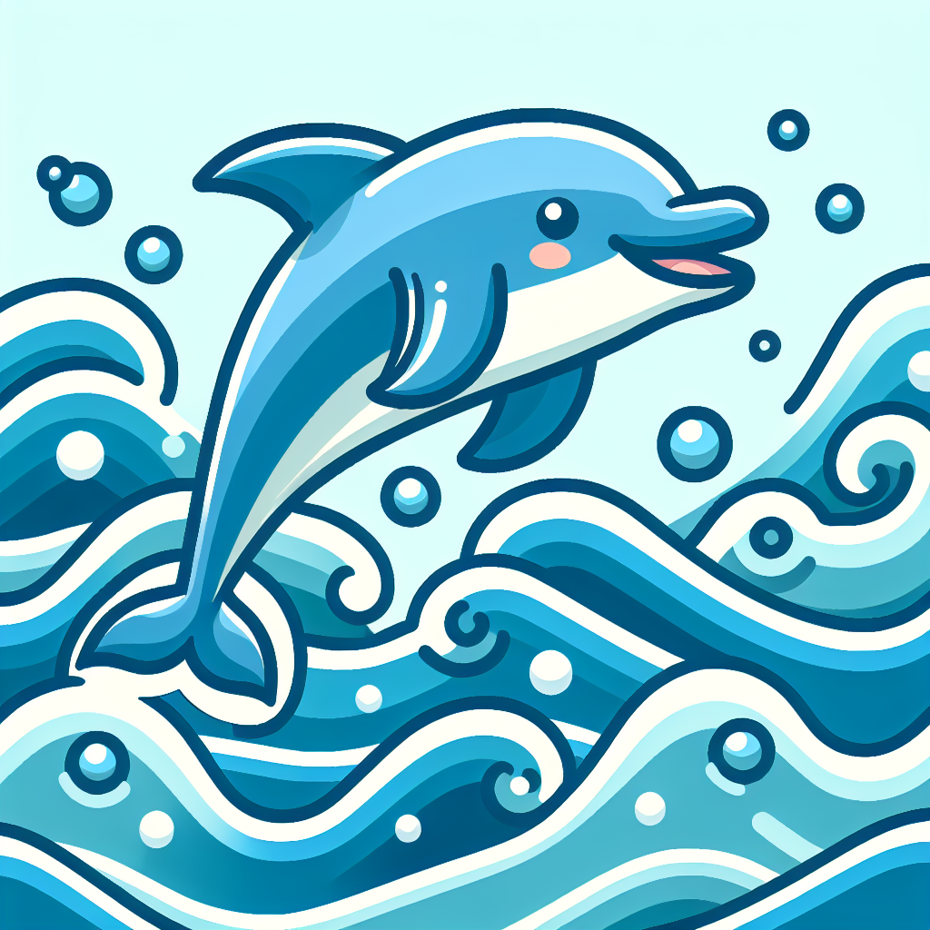 Playful Dolphin's Wave Painting Number Kit