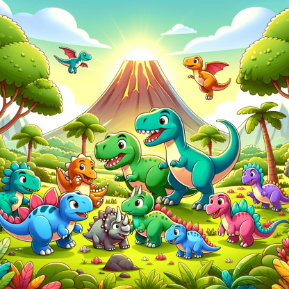 Joyful Dinosaur Adventure Paint By Numbers Kits
