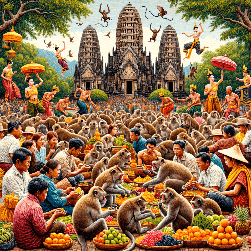 Lopburi Monkey Banquet - Thailand Paint By Color