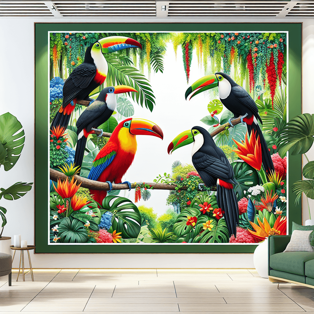 Colorful Exotic Birds Painting Number Kit