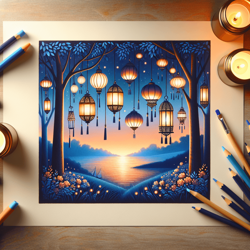 Glowing Lanterns At Dusk DIY Paint By Numbers