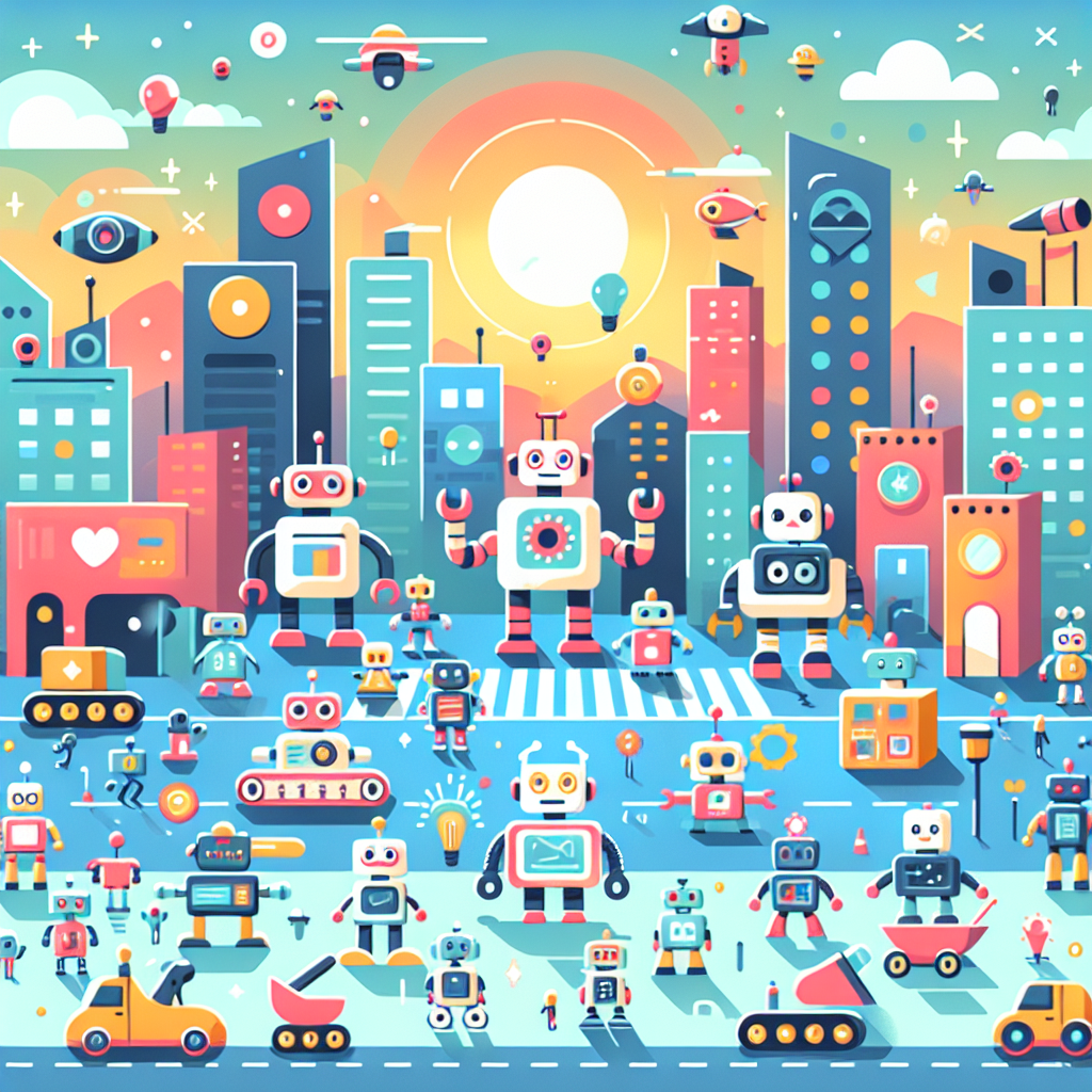 Colorful Robot City Paint By Color