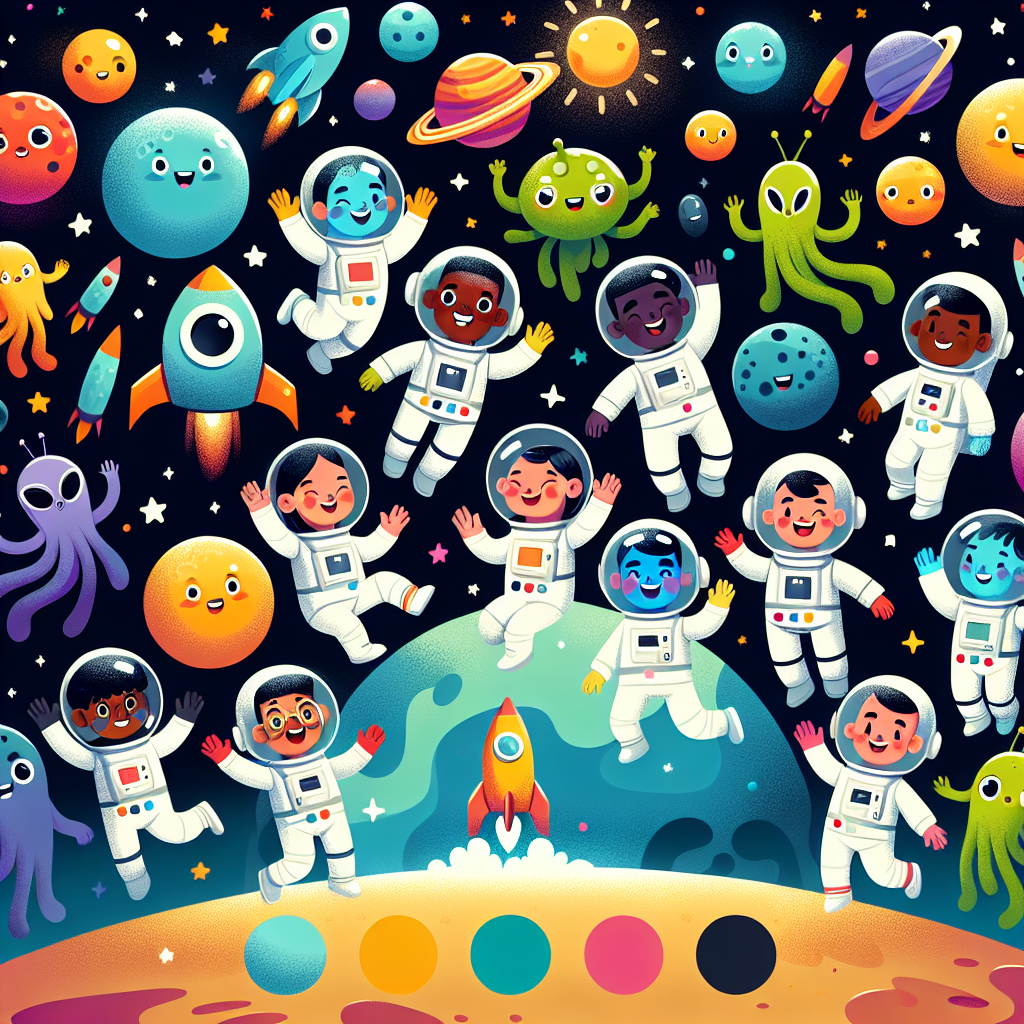 Playful Space Explorers Paint By Numbers Art