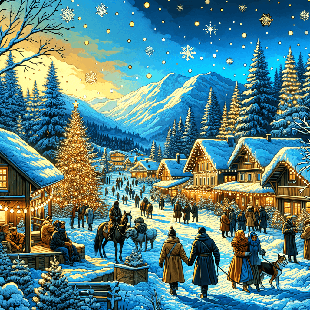 Quaint Village Winter Scene Paint By Numbers Kits