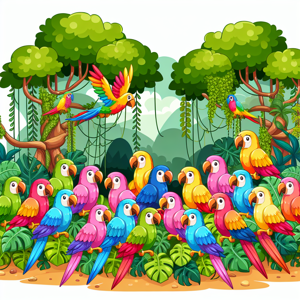 Playful Parrot Paradise Number Painting