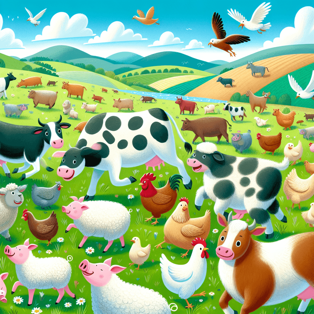 Joyful Farm Animal Gathering Number Painting