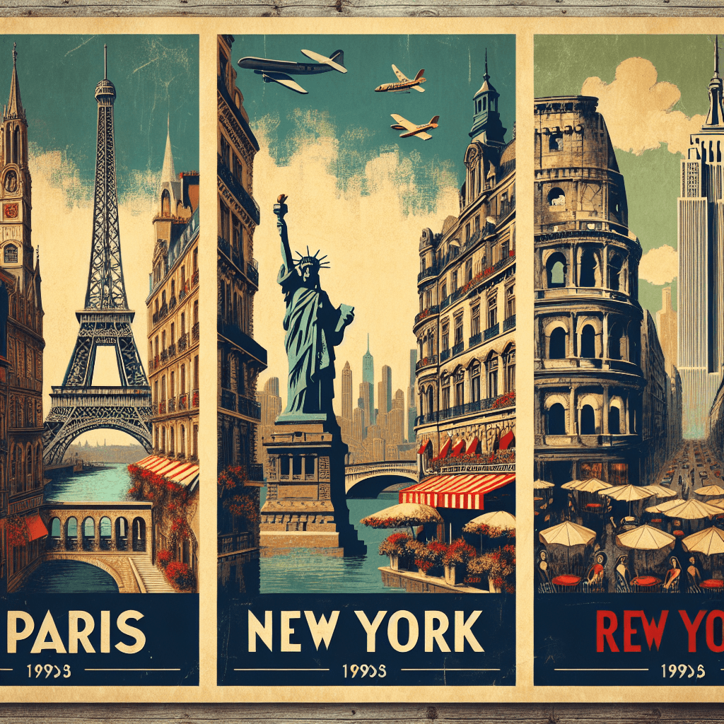 Vintage Travel Poster Series Number Painting
