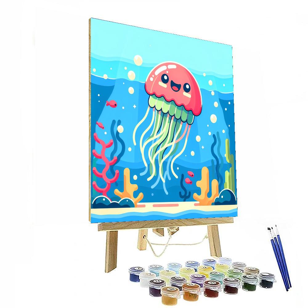 Giggly Jellyfish Ocean Scene Painting Number Kit