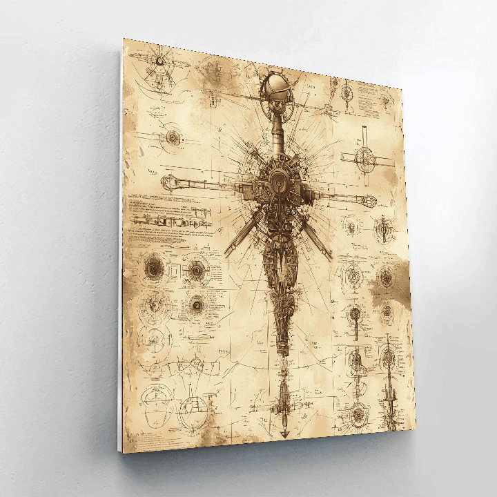 Leonardo Da Vinci Inspired Da Vinci's Mechanical Marvels  Paint By Numbers Kits