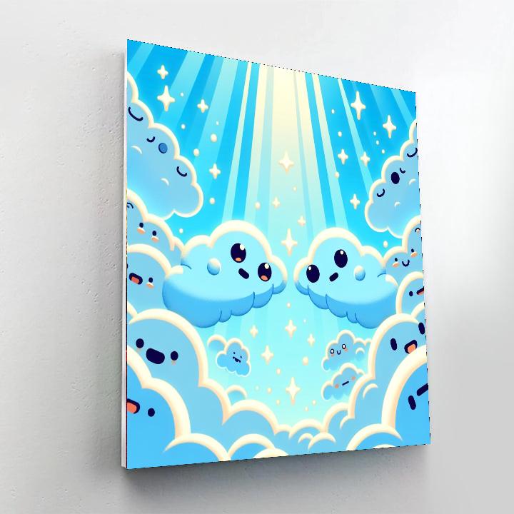 Fluffy Cloud Creatures Number Painting